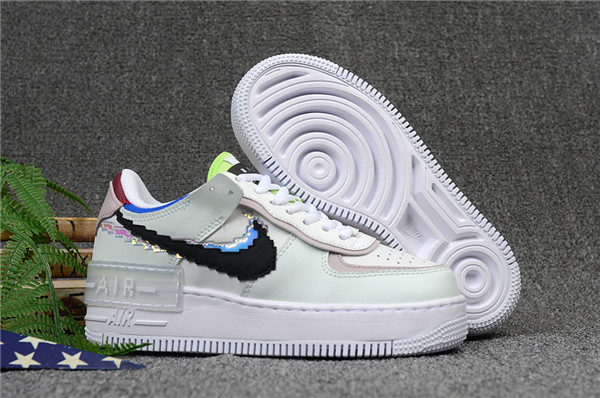 Women's Air Force 1 Low Top White/Green/Pink Shoes 030